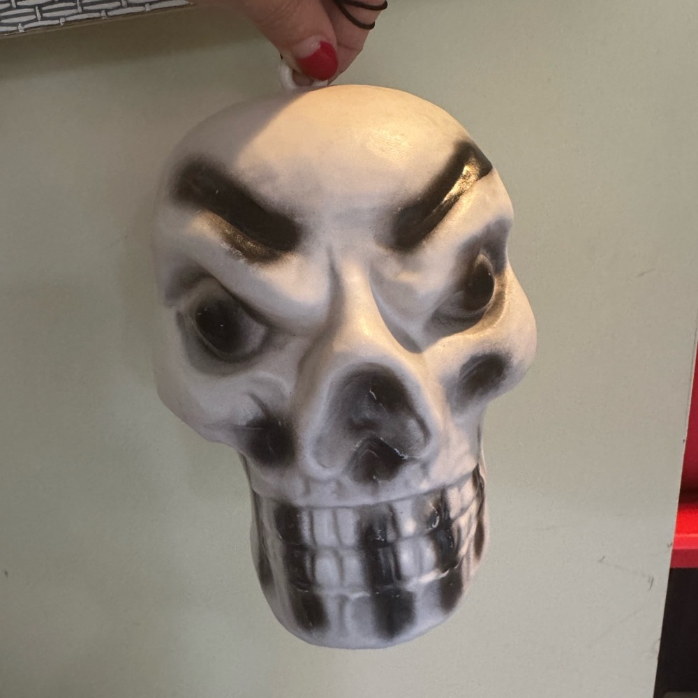 Vintage 1970s blow mold hanging skull